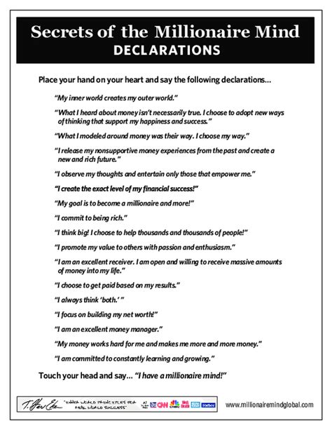 millionaire mind declarations pdf.